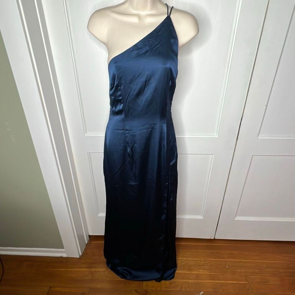 Princess Polly Kiss Of Life Satin Maxi Dress Navy Size 4 Nwot